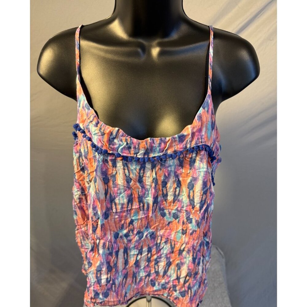 Mae Cami Boho Style Colorful Fun Camisole Women’s beach Large L Cute Trim Y2K